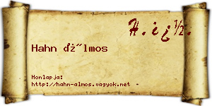 Hahn Álmos névjegykártya